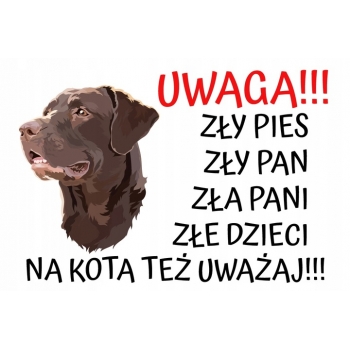 TABLICZKA OSTRZEGAWCZA (UWAGA ZŁY PIES) - Labrador